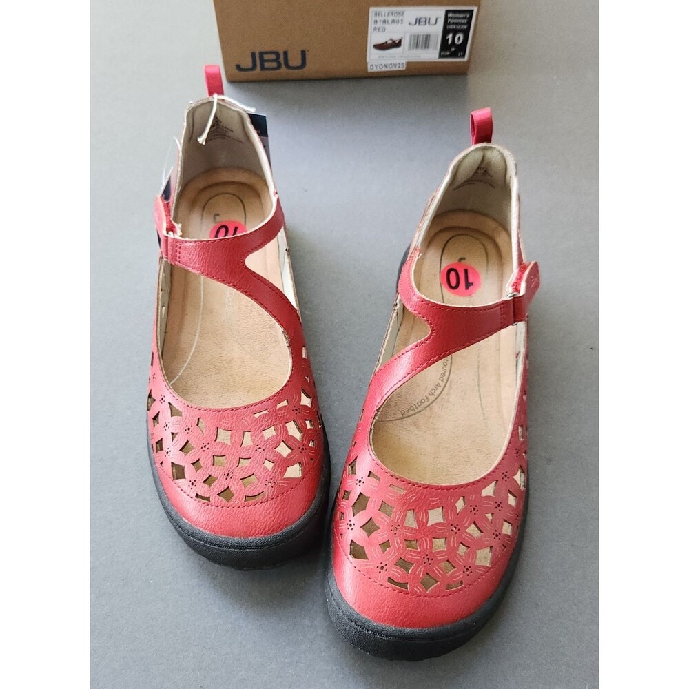 JBU by Jambu Women's 10 Bellerose Mary Jane Flat Red